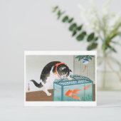 Ukiyoe [Koson] Cat and Goldfish Postkarte (Stehend Vorderseite)
