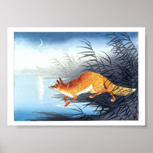 Ukiyoe [Koson] Fuchs am mondbeschienenen Wasser (X Poster