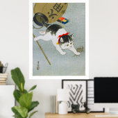 Ukiyoe [Koson] Kitten and Lantern (L) Poster (Heimbüro)
