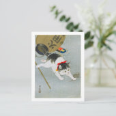 Ukiyoe [Koson] Kitten and Lantern Postkarte (Stehend Vorderseite)