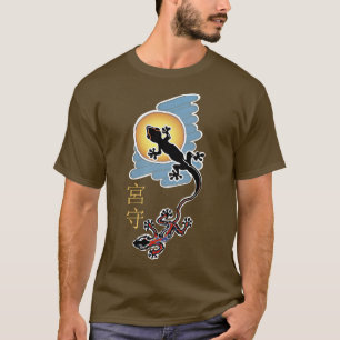 Ukiyoe Style Sun Geckos vereint am Schwanz mit dem T-Shirt