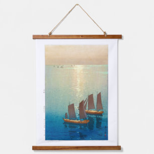 ukiyoe - Yoshida - 01 - Glittering Sea Wandteppich Mit Holzrahmen