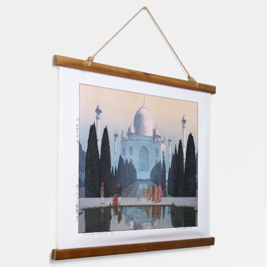 ukiyoe - Yoshida - 03 - Taj Mahal in Morning Mist Wandteppich Mit Holzrahmen (Gewinkelt)