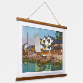 Ukiyoe - Yoshida - 05 - Kura in Tomonoura - Wandteppich Mit Holzrahmen (Gewinkelt)