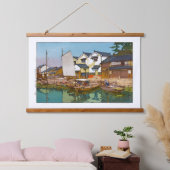 Ukiyoe - Yoshida - 05 - Kura in Tomonoura - Wandteppich Mit Holzrahmen (Schlafzimmer)