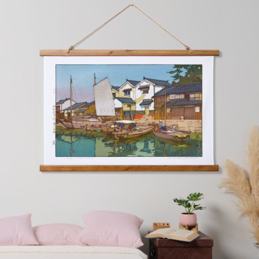 Ukiyoe - Yoshida - 05 - Kura in Tomonoura - Wandteppich Mit Holzrahmen (Schlafzimmer)