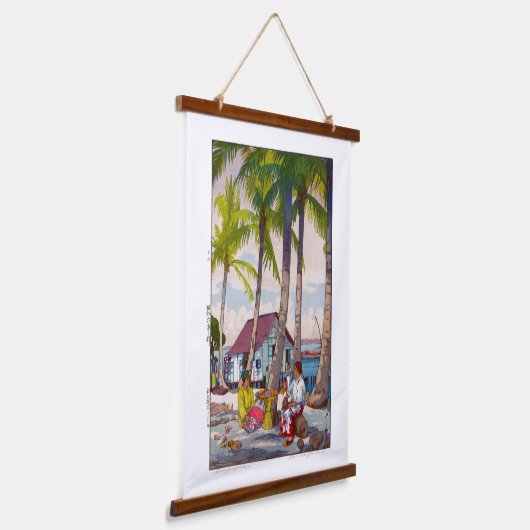 ukiyoe - Yoshida - 06 - Singapur - Wandteppich Mit Holzrahmen (Gewinkelt)