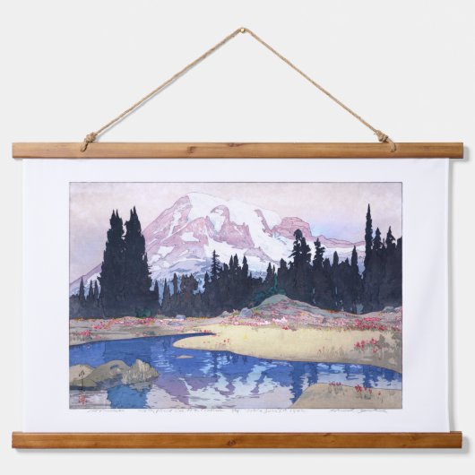 ukiyoe - Yoshida - 07 - Mount Rainier - Wandteppich Mit Holzrahmen (Vorne)