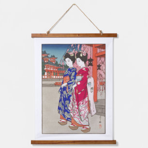 Ukiyoe - Yoshida - 14 - Maiko - Wandteppich Mit Holzrahmen