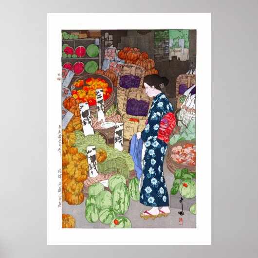 ukiyoe - Yoshida - 16 - Honest Greengrocery, Nezu Poster (Vorne)