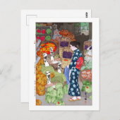 ukiyoe - Yoshida - 16 - Honest Greengrocery, Nezu Postkarte (Vorne/Hinten)
