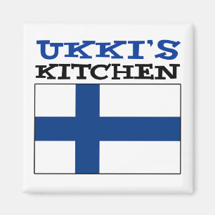 Ukkis Küche mit Flagge von Finnland Magnet