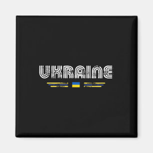 Ukraine 70er 80er Retro-Typ-Flagge Grafik Magnet