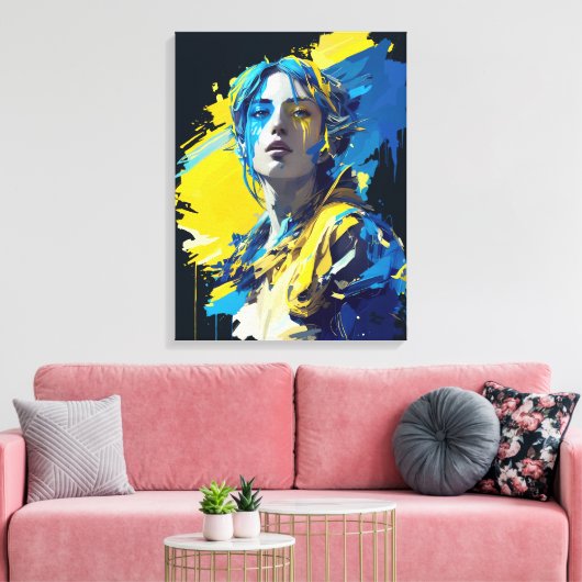 "Ukraine"-Alarm. Weinen. Schmerzen. Leinwanddruck (Insitu (Wohnzimmer))