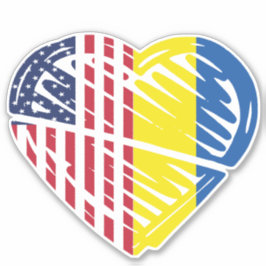 Ukraine American Flag Heart Aufkleber