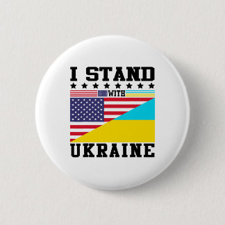 Ukraine American Pride Vintage Retro Ukrainian Fla Button