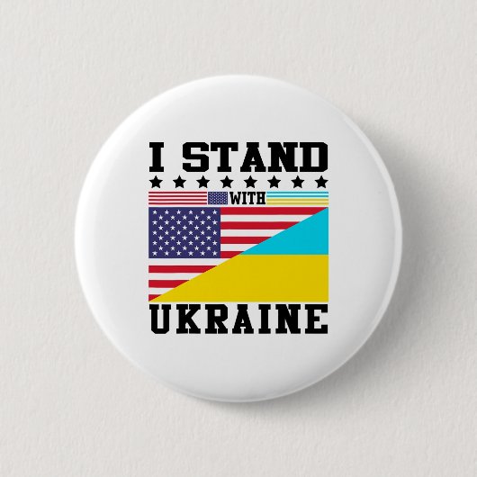Ukraine American Pride Vintage Retro Ukrainian Fla Button (Vorderseite)