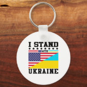 Ukraine American Pride Vintage Retro Ukrainian Fla Schlüsselanhänger (Vorderseite)
