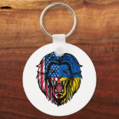 Ukraine Amerikanische Flagge Ukraine Löwenfront US Schlüsselanhänger (Vorderseite)