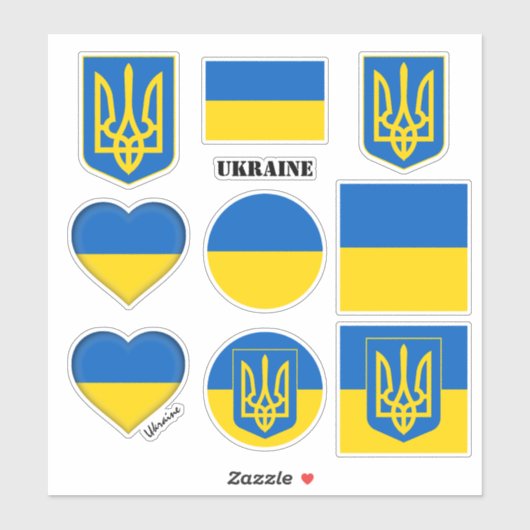 Ukraine-Aufkleber und ukrainische Flagge, Herz/Spo Aufkleber (Blatt)
