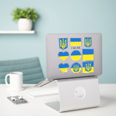 Ukraine-Aufkleber und ukrainische Flagge, Herz/Spo Aufkleber (Laptop auf Schreibtisch)
