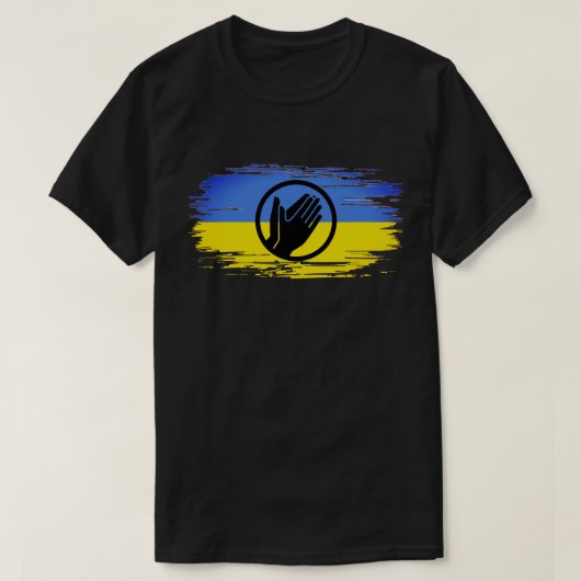 Ukraine betet blaue gelbe Flagge T-Shirt (Design vorne)