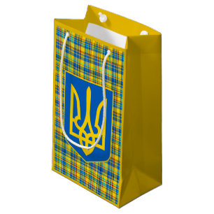 Ukraine Blau, Gelb, Kariertes Rotes Muster, Tartan Kleine Geschenktüte