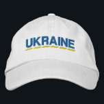 UKRAINE: Blau und Gelb auf Weiß Bestickte Baseballkappe<br><div class="desc">UKRAINE Colored Blue und Yellow bestickt auf weißem Baumwollhut,  um Ihre Unterstützung für die Ukraine zu zeigen!</div>