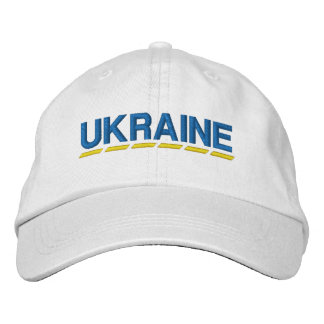 UKRAINE: Blau und Gelb auf Weiß Bestickte Baseballkappe