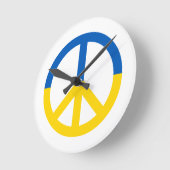 Ukraine Blaue gelbe Flag Farben Friedenszeichen Ze Runde Wanduhr (Winkel)