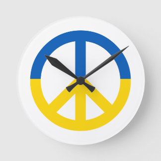 Ukraine Blaue gelbe Flag Farben Friedenszeichen Ze Runde Wanduhr