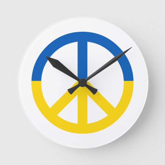 Ukraine Blaue gelbe Flag Farben Friedenszeichen Ze Runde Wanduhr (Vorderseite)