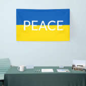 Ukraine - Blaue gelbe Textzeiche Banner (Messeveranstaltung)