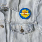 Ukraine Blume der Flaggenfarben Gelbe Blauer Sonne Button (Beispiel)