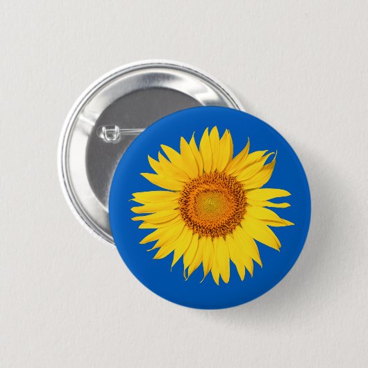 Ukraine Blume der Flaggenfarben Gelbe Blauer Sonne Button (Vorne & Hinten)