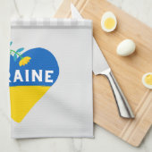 Ukraine Blume Heart Gray Gingham Geschirrtuch (Viertel Falte)