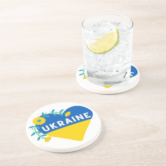 Ukraine Blume Herz Getränkeuntersetzer (Seite)