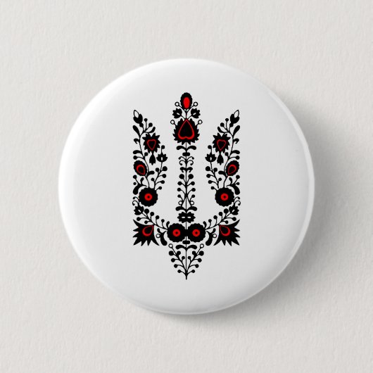 Ukraine Blumen Wappen Schwarz Rot Ukrainisch S Button (Vorderseite)