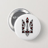 Ukraine Blumen Wappen Schwarz Rot Ukrainisch S Button (Vorne & Hinten)