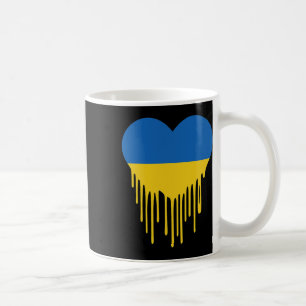 Ukraine blutendes Herz Unterstützung und stehe mit Kaffeetasse