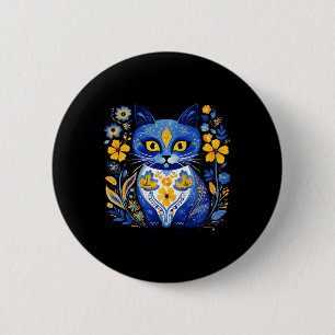 Ukraine Chat Floral Vintag ukrainische Flagge Vysh Button