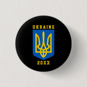 UKRAINE Coat of Arms and Year on BLACK Button (Vorderseite)
