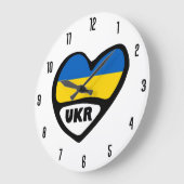 Ukraine Country Code Flag Heart, UKR Große Wanduhr (Winkel)