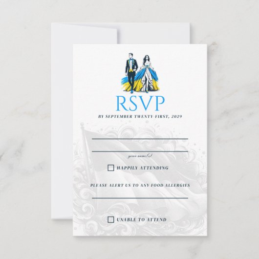 Ukraine Couple RSVP Karte (Vorderseite)