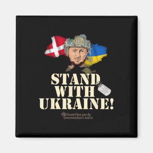 Ukraine Dänemark Flaggen Slogan Stand Mit Ukraine  Magnet