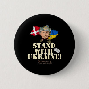 Ukraine Dänemark Flaggen Slogan Stand With Ukraine Button