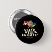 Ukraine Dänemark Flaggen Slogan Stand With Ukraine Button (Vorne & Hinten)