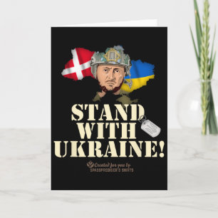 Ukraine Dänemark Flaggen Slogan Stand With Ukraine Karte