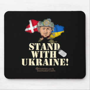 Ukraine Dänemark Flaggen Slogan Stand With Ukraine Mousepad
