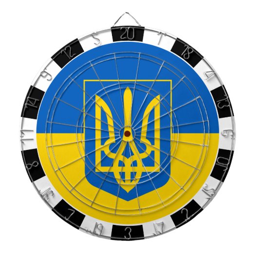 Ukraine Dartboard & Ukrainische Flagge / Spielbret Dartscheibe (vorne)